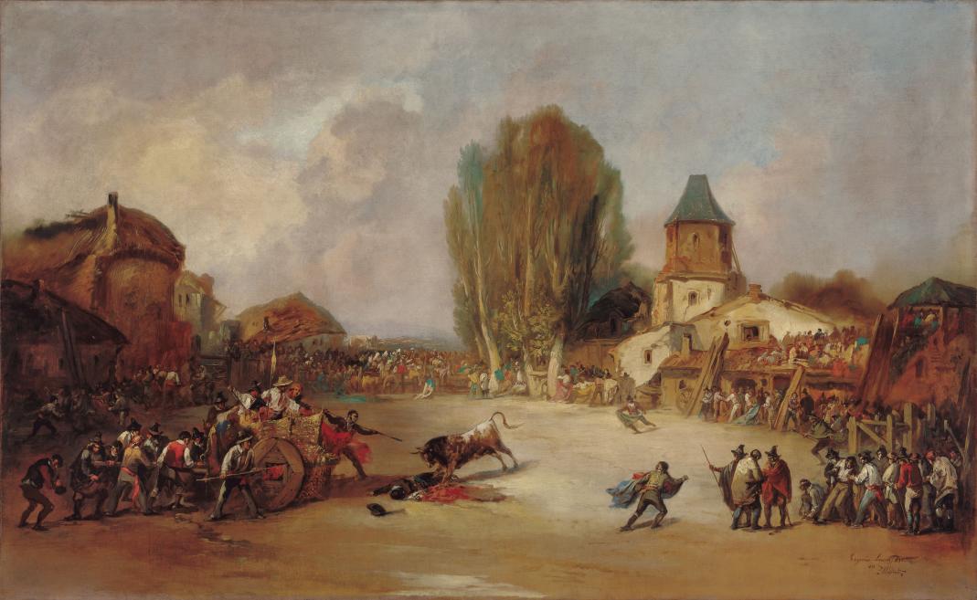 Eugenio Lucas Vel&aacute;zquez (1817&ndash;1879). Goring at a Village Bullfight. 1855. Oil on canvas. Colecci&oacute;n Carmen Thyssen-Bornemisza on free loan to Museo Carmen Thyssen M&aacute;laga. Publicity photo