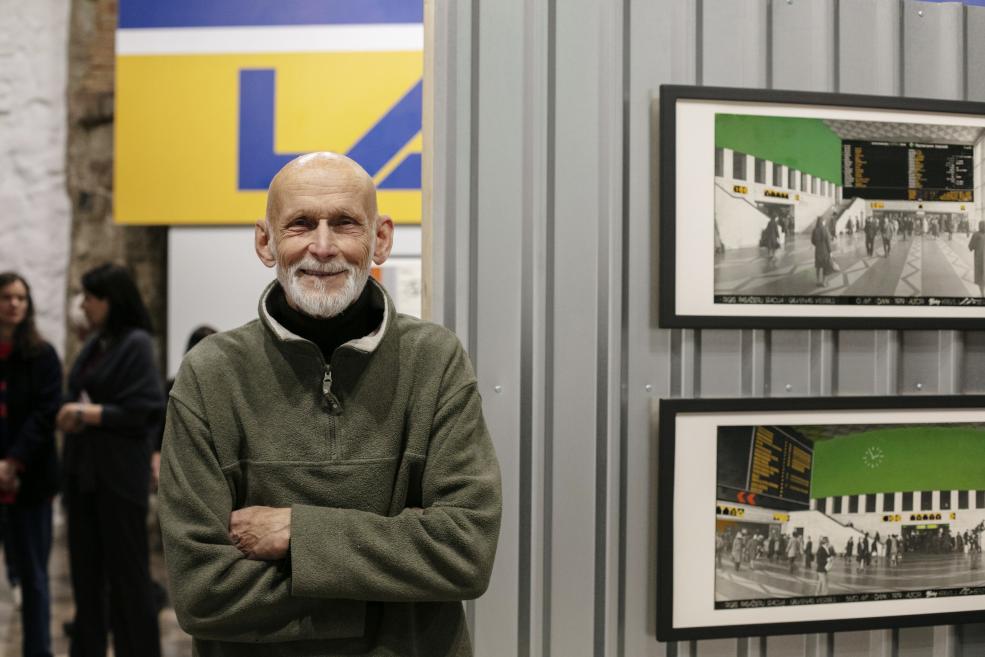 Artist Artūrs Riņķis at the opening of the exhibition.