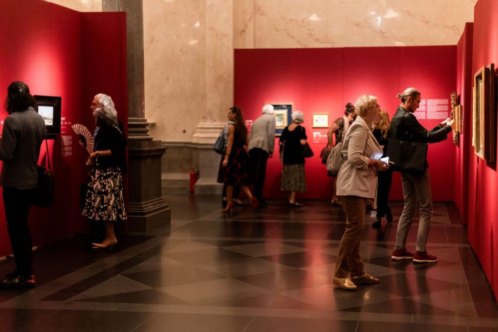 Visitors at the opening of the exhibition.