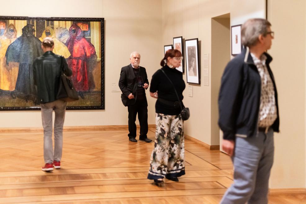 Visitors at the opening of the exhibition.