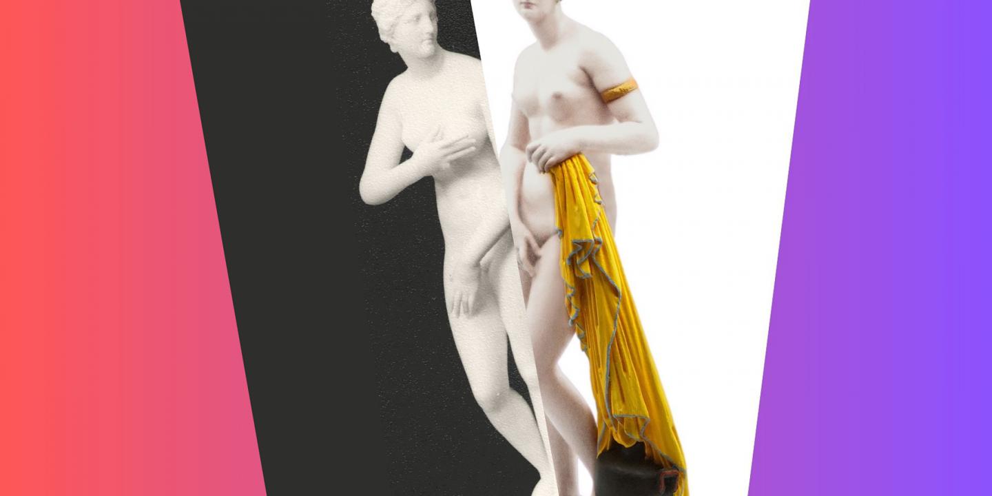 Fragments of Venus de&rsquo; Medici and hypothetical colour reconstruction of the so-called Aphrodite of Knidos by K. Mann (2024)