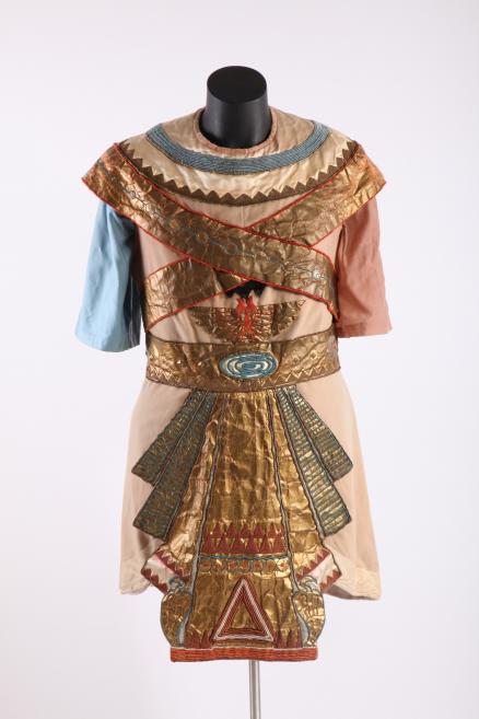 Radames&rsquo; costume made after Ludolfs Liberts design for Giuseppe Verdi&rsquo;s opera Aida (premiere at the Kaunas State Theatre 10.11.1926, director Nikolai Tikhomirov, conductor Mykolas Buk&scaron;a). The costume belonged to the solist Kipras Petrauskas. 1926. Cotton, satin, silk, metallic thread. Collection of the Lithuanian Theatre, Music and Cinema Museum, Vilnius. Publicity photo