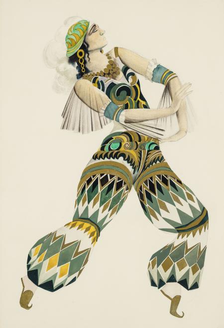 Ludolfs Liberts. Costume design for Nikolai Rimsky-Korsakov&rsquo;s ballet Scheherazade (premiere at the Latvian National Opera 26.05.1930, choreographer Leonid Zhukov, conductor Teodors Reiters). 1930. Watercolour, gouache and bronze on paper. Collection of the Latvian National Museum of Art, Riga. Publicity image