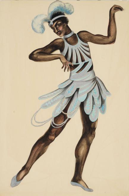 Ludolfs Liberts. Armide&rsquo;s slave. Costume design for Nikolai Tcherepnin&rsquo;s ballet Le Pavillon d&rsquo;Armide (premiere at the Latvian National Opera 06.11.1930, choreographer Aleksandra Fyodorova, conductor Teodors Reiters). 1930. Watercolour and silver on paper and cardboard. Collection of the Latvian National Museum of Art, Riga. Publicity image