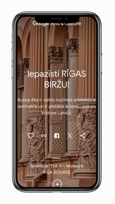 Screenshot from the Google Arts &amp; Culture profile of the Art Museum RIGA BOURSE. 2024. Publicity photo