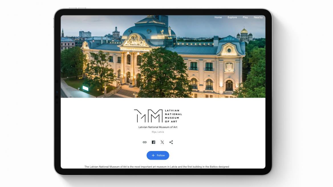 Ekrān&scaron;āviņ&scaron; no Latvijas Nacionālā mākslas muzeja profila &ldquo;Google Arts &amp; Culture&rdquo; dažādās ierīcēs. 2024. Publicitātes foto